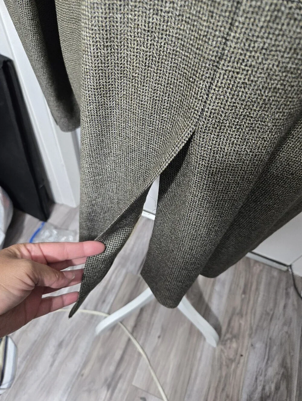 Vintage Samuelsohn Brown & Navy Windowpane Super 100s Sport Coat Sz 50 XL